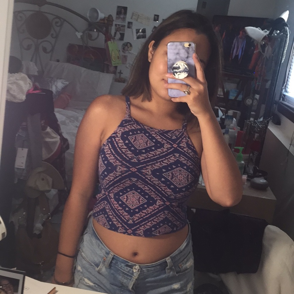 Indie patterned tank crop top